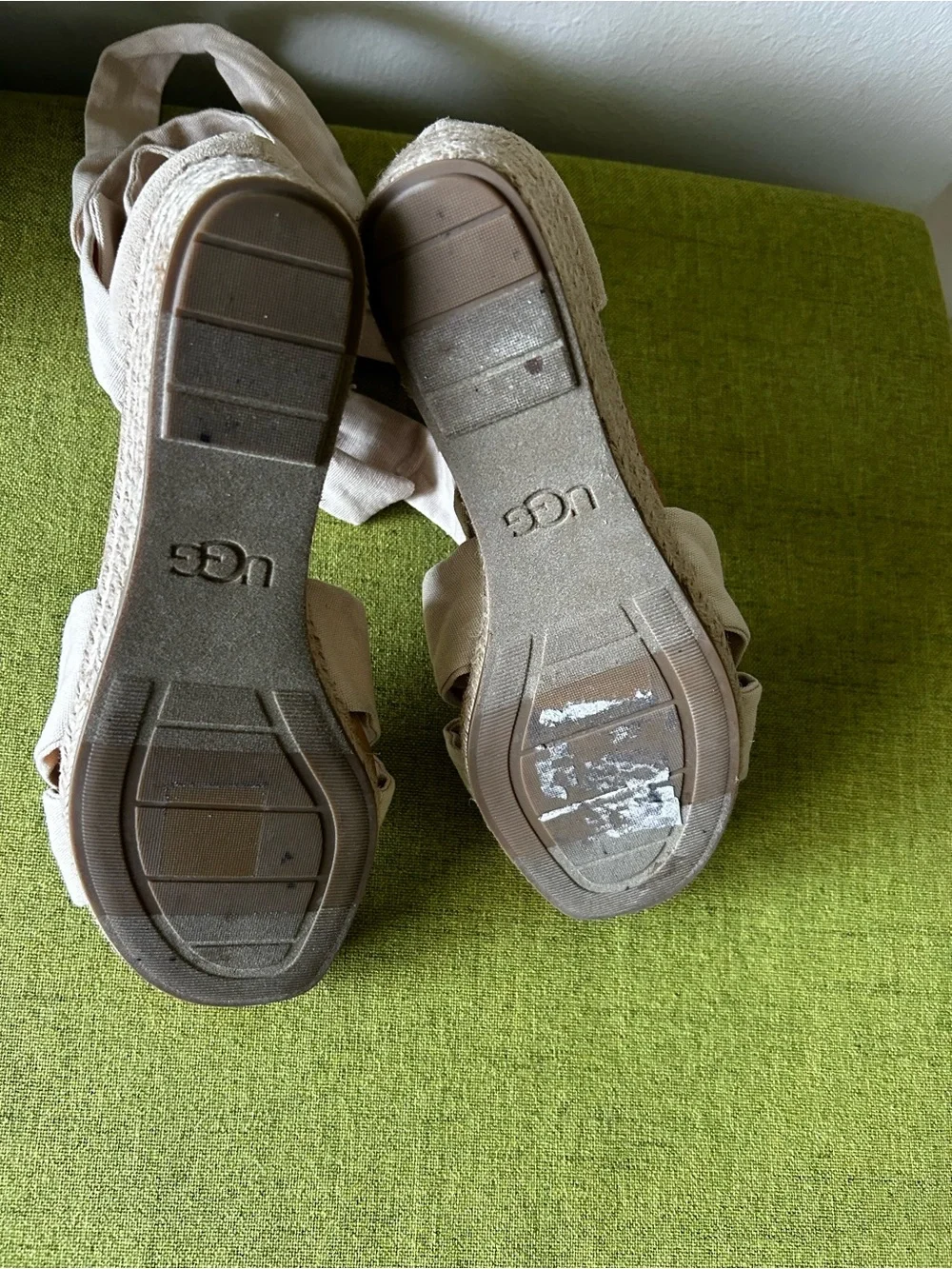 UGG Beige Knot Espadrille Wedge Sandals